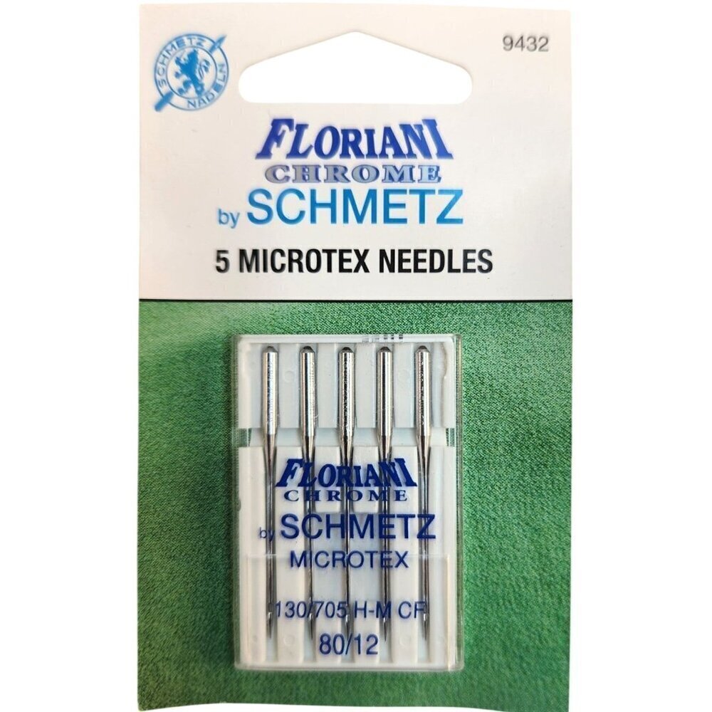 Floriani Chrome By Schmetz Microtex Needles Size 80/12 Sewing Quilting
